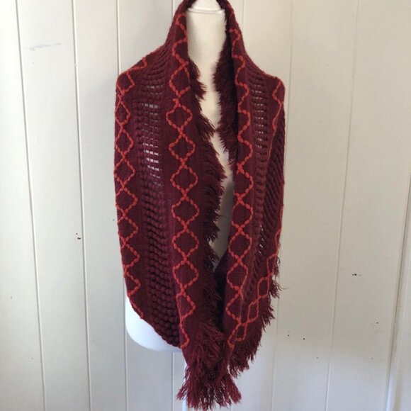 Merona Accessories - Merona Womens Scarf Knit Infinity Scarf with Fringe Burgundy